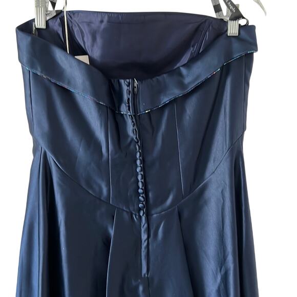 Alfred Angelo Navy Blue Strapless Formal Gown Prom Evening Size 11 Beaded - Picture 4 of 15